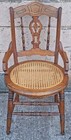 Antique Vintage Old Victorian Walnut Wooden Side Accent Dining Chair Cane Seat