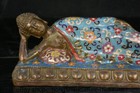 12 8   China Cloisonne Enamel Bronze Buddhism Shakyamuni Buddha Sleep Statue