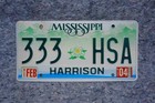 2004 Mississippi Magnolia Graphic License Plate Repeated   333 Hsa