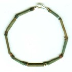 Bc600 Ancient Egypt Turquoise Color Faience Ceramic Proto-glass Bracelet Silver
