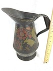 Antique Tole Toleware  Pitcher Painted Tin 12 In Hand Paint Early 19th Original