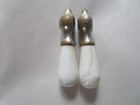 Vintage Pair Porcelain Hot   Cold Faucet Single Handles  Pedestal Sink  2