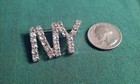 Vintage New York  ny  Letters Brooch Pin W  Clear Rhinestones Souvenir 1 5 