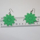 Vintage Plastic Green Flower Earrings Flexible Groovy Lightweight Swirl Retro