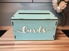 Rustic Blue Wooden Wedding Card Box  Reception  Money Envelopes  Bridal Shower