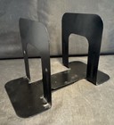 1 Pair Vintage Metal Book Ends Bookends Black W  Foam Rubber Bottoms H 5   