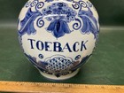 Original Delft Hand Painted Tobacco Jar  1134 With Brass Lid   Toeback