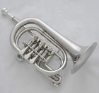 High Grade Silver Nickel Rotary Valve Cornet Bb Horn With Leather Case