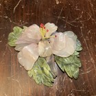 Oriental Hard Stone Jade Flower With Transparent Petal Leave And Bud Carved Rose