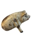 Figural Antique Original Sitting Pig Cast Iron Coin Piggy Bank 