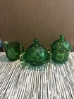 3 Piece Table Set Green Eapg Us Glass 15048 Rare Florida Pattern Early 1900   s