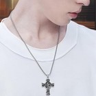 Saint Michael Cross Necklace 925 Sterling Silver Patron Amulet Medal 