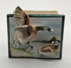 Vintage Ceramic Mallard Duck Wall Pocket Planter 3d Flying Ducks Marsh Scene