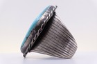 Vintage Navajo Morenci Turquoise Slab Cuff Bracelet Sterling Silver  152g