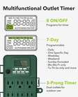 Outdoor Power Stake Timer 7 Days Waterproof 6 Grounded Outlets Weatherproof