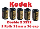 Kodak Eastman 5222 Double-x Five Pack Black   White 35mm X 36 Exp Film Fresh Xx