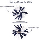 Yxiang 2pcs Navy Blue Korker Bows For Girls 4   Curly Bow Hair Clip Ribbon Po   