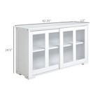 Kitchen Storage Cabinet With Shelf And Sliding Glass Door  White
