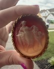 Vintage Victorian Hand Carved Detailed Shell Cameo Brooch Large Venus Cupid