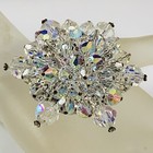 Vintage Aurora Borealis Crystal Cluster Beaded Five Pointed Star Brooch Pin
