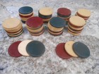 Vtg Lot Of 86 Bakelite  Clay  Poker Chips 567g Red White   Blue W  Bakelite Knob