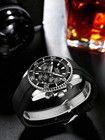 Mens Diving Bezel Chronograph Watch Water-resistant Rubber Strap Simulated Date