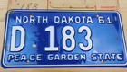 Vintage Original 1961 North Dakotah Dealer License Plate  d 183 W  Envelope