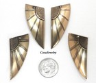  3129 Antiqued Gold Art Deco L  R Angel Wings W top Hang Hole - 2 Pair