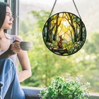 Woodland Rabbit Stained Glass Suncatcher  Forest Window Decor  Easter Gift