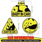 Baby On Board Panda Car Magnet 3-pack  Reflective Safety Sign For Car Bumper Or