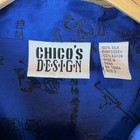 Chico s Design 100  Silk Blue Asian Scenic Embroidered Jacket Size 3