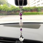 Crystal Sun Catcher Rear View Mirror Accessories  Cute Lotus Flower Pendant C   