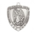 Large 925 Sterling Silver Saint Michal Shield Battle Pendant Medal Necklace