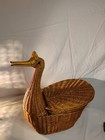 Large Vintage Wicker Goose Duck Basket Farmhouse Granny Cottage Decor Rattan