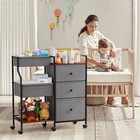 Baby Diaper Caddy Organizer And Storage - 3 Tier Rolling Cart With Dividers And