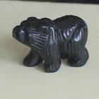 Hand Carved Gemstone Crystal Black Obsidian Bear Figurine Animal Carving Decor