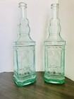 Vintage Large Glass Apothecary pharmacy Style Green Bottles 23 5in Tall Set Of 2
