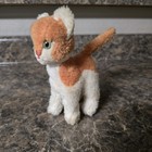 Vintage Steiff Tapsy Cat 1960s Orange White Mohair Green Eyes 7  Germany