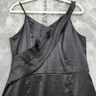 Grace Karin Dress Womens 10 Black Satin Side Slit Asymmetric Straps Midi A-line