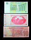 3 Zimbabwe 10 Dollar Banknotes-2007 2009 2020 Issue Dates - Uncirculated