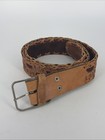 Vintage Tooled Leather Laced Western Belt Brown Sunburst Indian Native 44 Inches