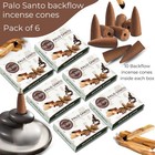 Palo Santo Backflow Incense Cones - 60 Cones  Six Packs Of 10  Waterfall Effect