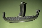 Vintage Norwegian Pewter Viking Ship Boat Handstopt Tinn Miniature Figurine