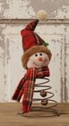 Set Of 3 Primitive Winter Snowman On Wire Springs     Christmas