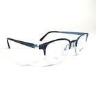 Jean Reno Eyeglasses Frames 1881 C2 Black Blue Striped Square Half Rim 47-21-140