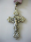 Vintage Pink Bead Purple Stone Religious Catholic Crucifix Rosary
