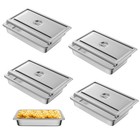 Full Size Stainless Steel Steam Table Pan With Lid  4  Deep  Anti-jam  4 Pack