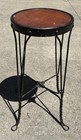 Vtg Antique Twisted Wrought Iron Stool Wood Top 26  Ice Cream Parlor Soda Shop