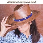 4pcs Bling Rhinestones Cowboy Hat Bands Adjustable Silver blue red black