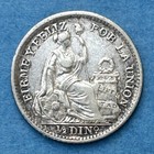 1910 Peru 1 2 Dinero Silver Coin